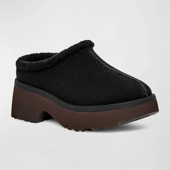 UGG NEW HEIGHTS COZY CLOG Black Suede Shoes